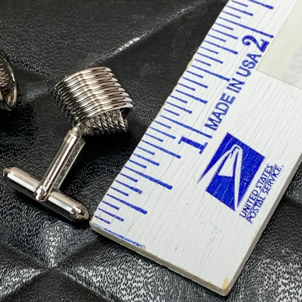 Vintage Silver Tone Woven Knot Cufflinks‎ and Tie Tack Clutch Set Mens Formal